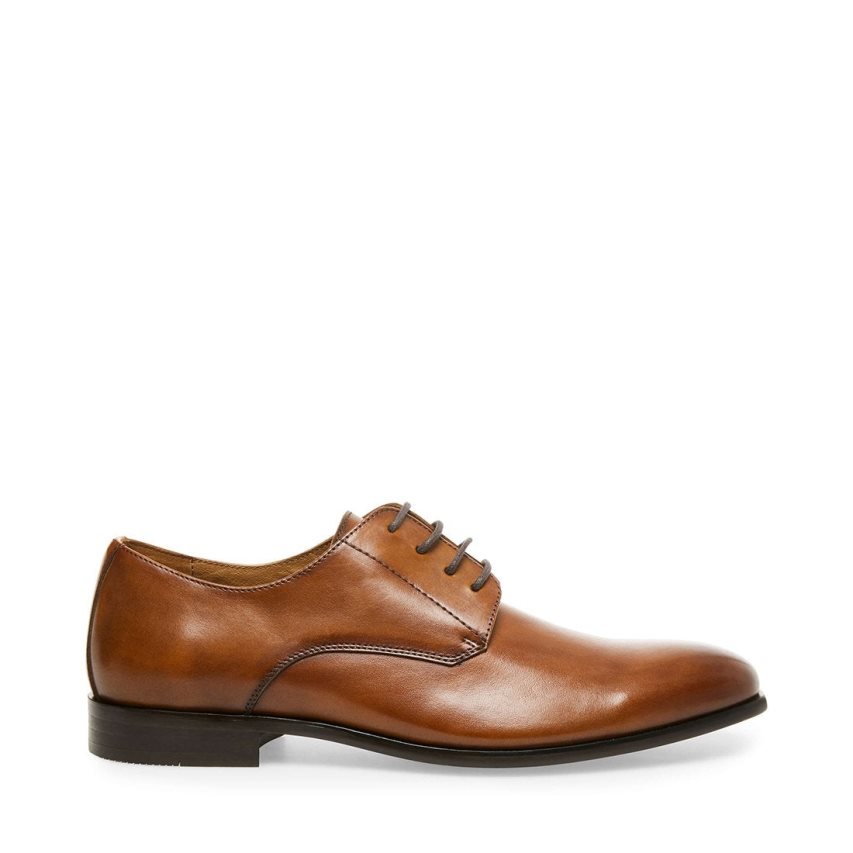 Brown Steve Madden Prey Leather Men\'s Derby Shoes | PH 8251JCK